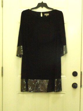laura plus- black dress with sequin accents, size 14